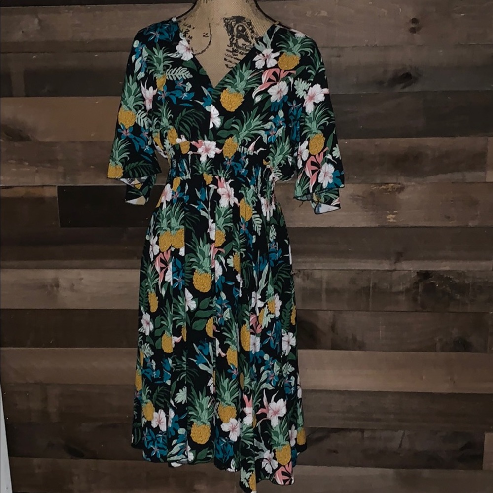 Tropical print Boho dress